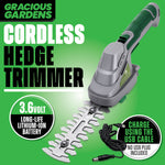 Cordless Handheld Hedge Trimmer 2 In 1 3.6v Li Ion Rechargeable Battery