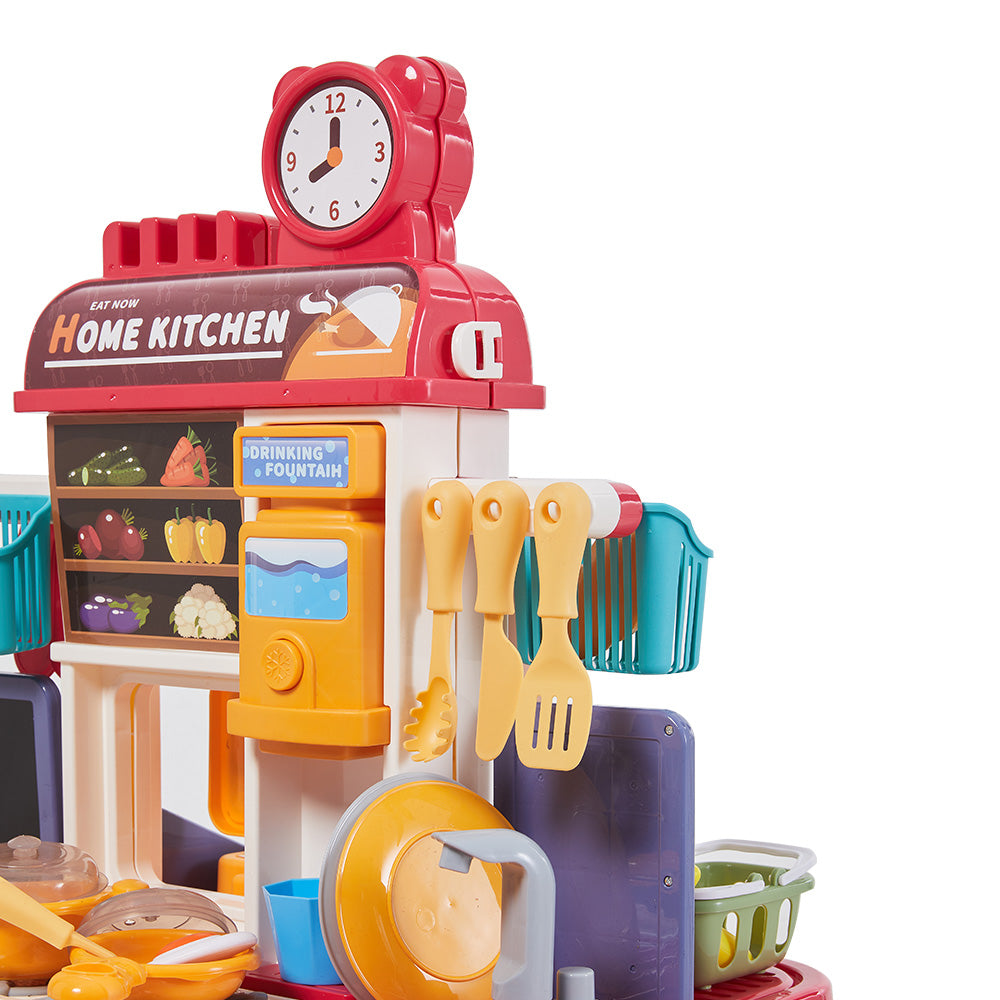 Children Pretend Kitchen Playset 83pcs Toy Accessory Set | Red
