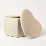 Arundel Heart-shaped Velvet Footstool With Storage | Natural
