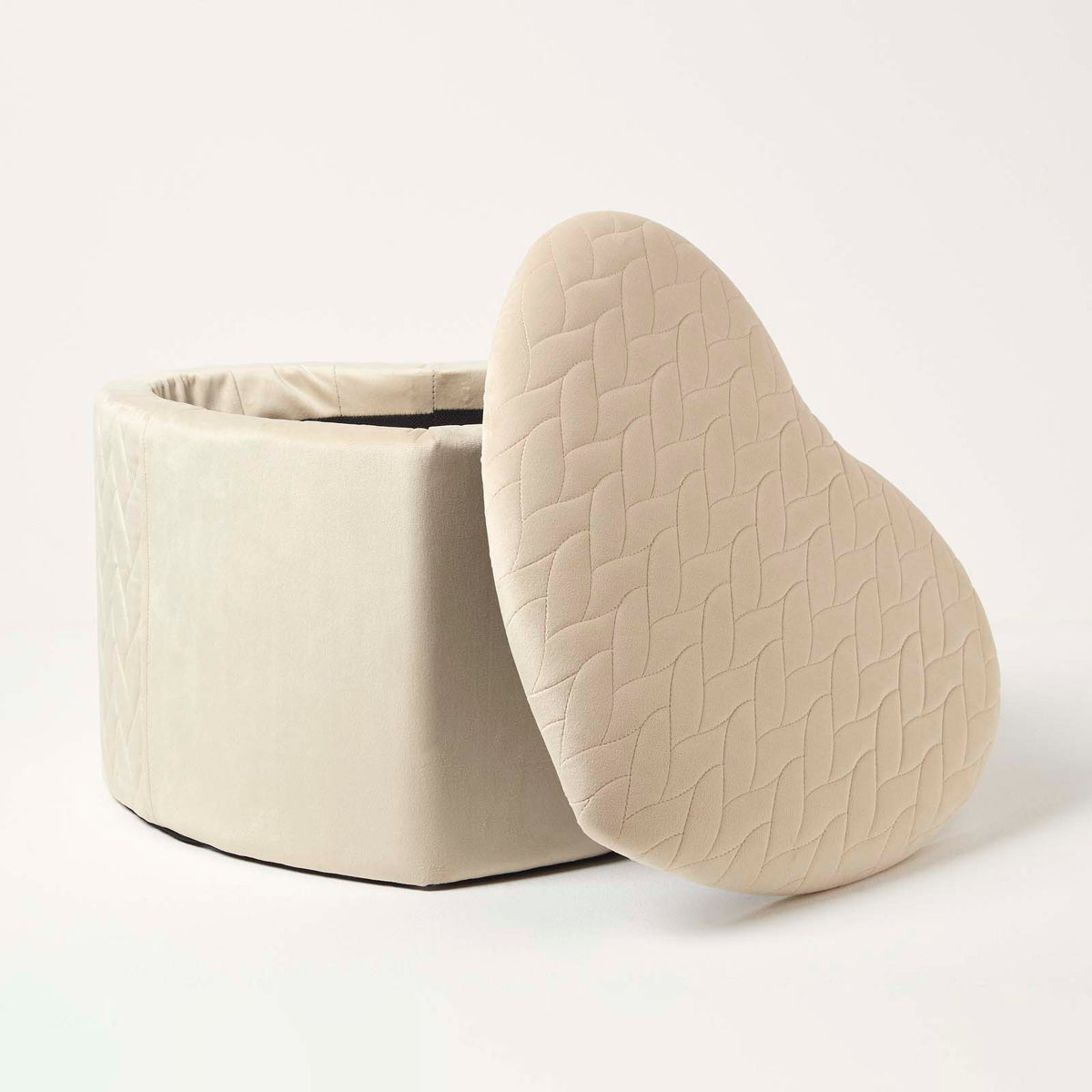 Arundel Heart-shaped Velvet Footstool With Storage | Natural