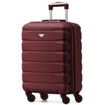 55x40x20cm Lightweight Luggage Hard Shell Cabin Suitcase 60+ Airlines Approved - Carry On Case - 4 Wheels | 55 x 40 x 20cm | Burgundy