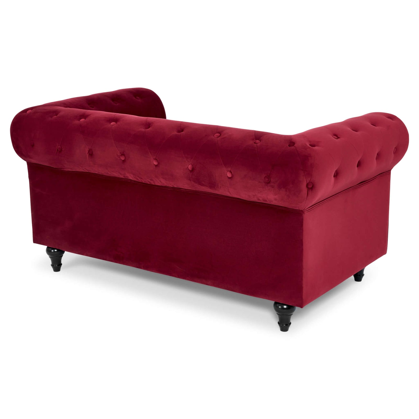 Button Tufted Velvet Living Room Sofa - 2 Seater | Red