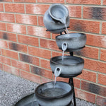4 Tier Spilling Bowls Water Feature | Grey