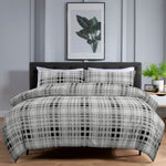 Buchanan Check Printed Brushed 100% Cotton Bedlinen Duvet Set | Super King | Gray