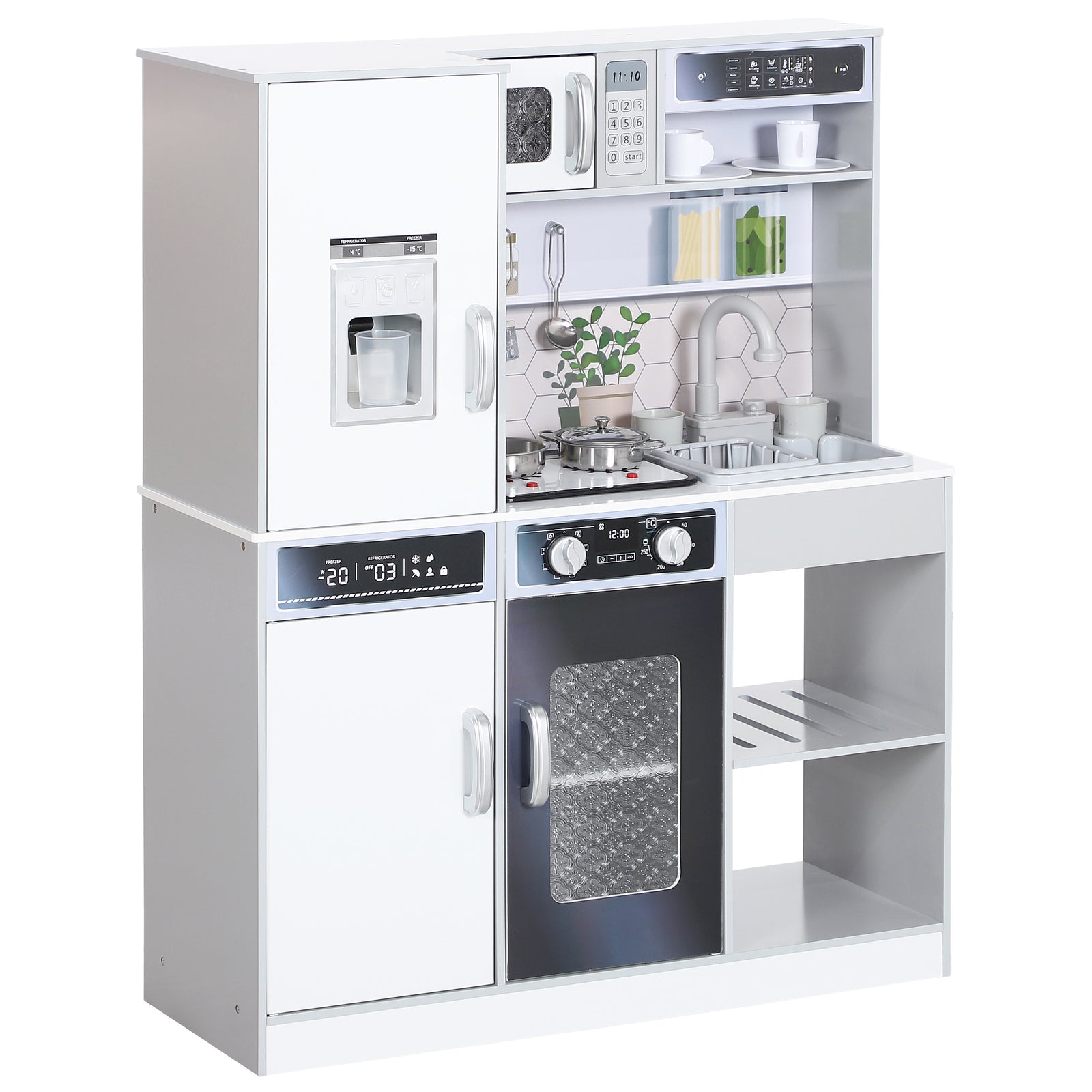 Play Kitchen, Pretend Toy Kitchen W/ Sounds Lights, Microwave