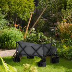 Outdoor Pull Along Folding Garden Trolley For Beach Camping | Dark Gray