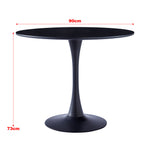 90cm Dia X 75cm Hmodern Round Wooden Table With Metallic Base | 0.9m | Black