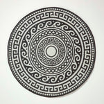Luxury Outdoor Rug Waterproof Reversible Round For Garden Patio 100% Recycled, Black Enid Aztec