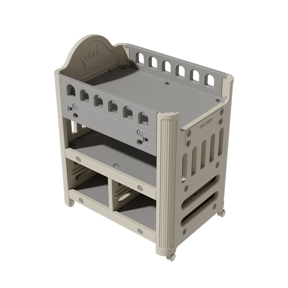 Mobile Baby Diaper Changing Table With 4 Drawers And Storage Shelf | Grey
