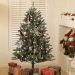 5ft Artificial Prelit Christmas Tree W/ Led Lights, Purple Ornaments | 5ft | Green