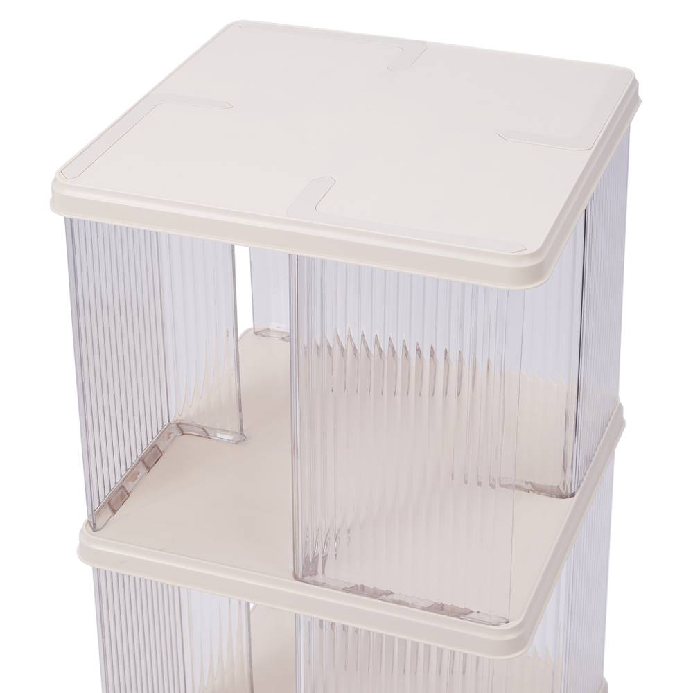 3-tier Plastic Square Rotating Bookshelf