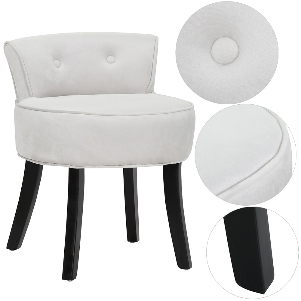 Velvet Slipper Chair Back Chair Sofa Vanity Bedroom Dressing Chair | Grey & White
