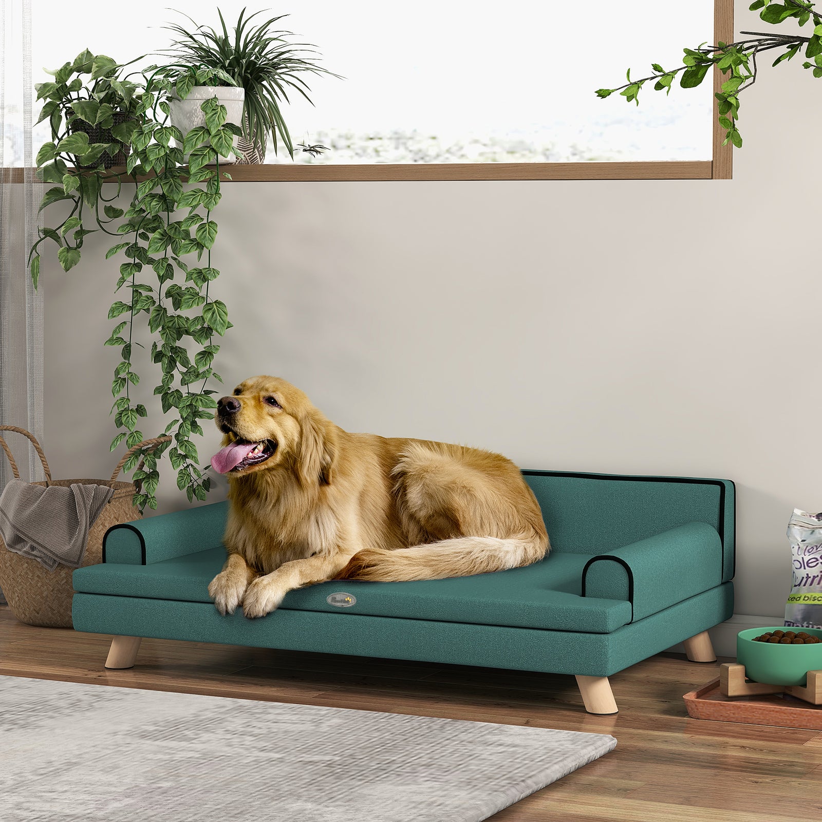Dog Sofa W/ Legs, Water-resistant Fabric For Large, Medium Dogs | Green
