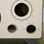 Radio Shape Cat Scratching Board With Catnip, Natural Wood Finish