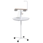 Pawhut Bird Table With Four Wheels, Perches, Stainless Steel Bowls, Round Tray