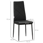 4-pieces Dining Chairs, Faux Leather Kitchen Chairs | Black