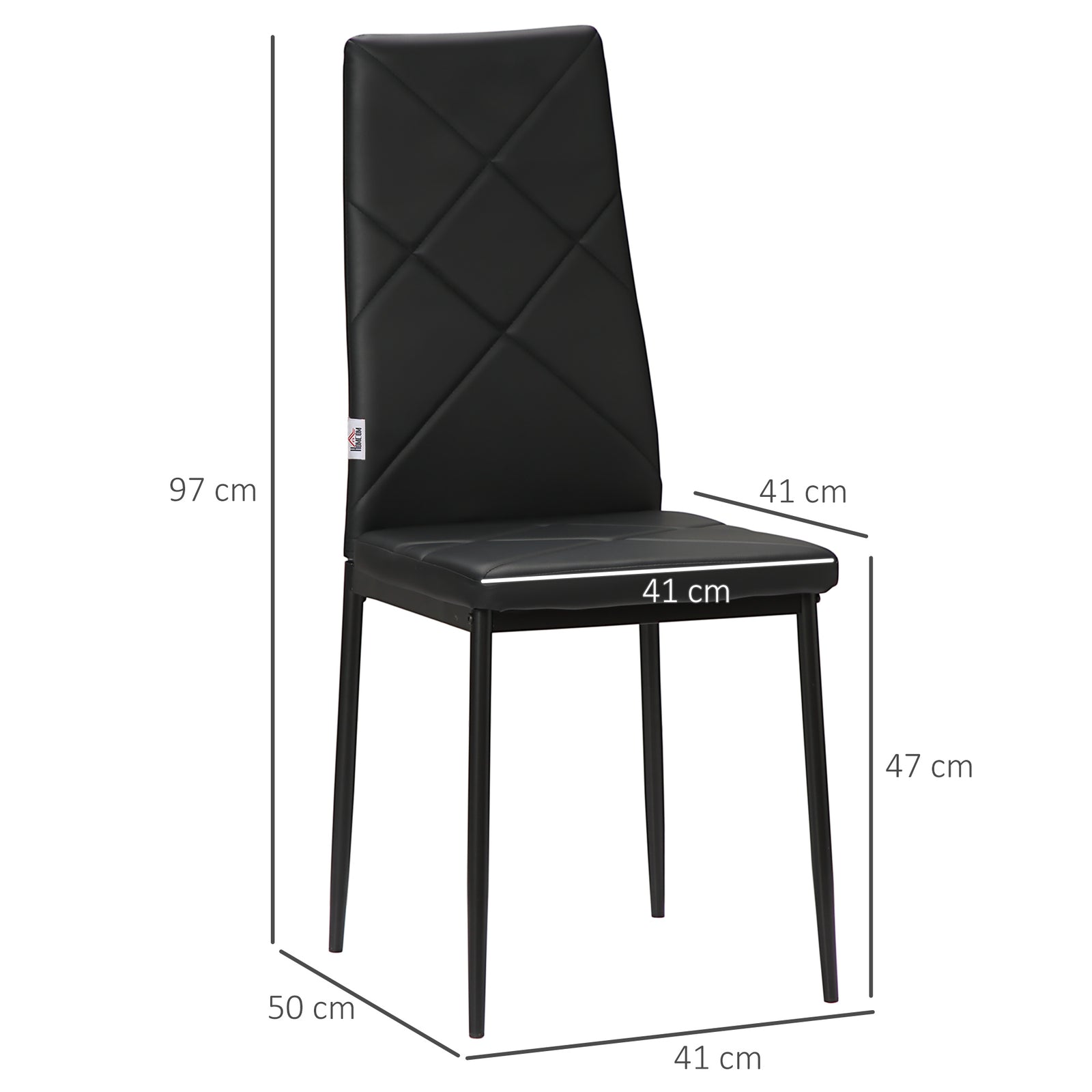 4-pieces Dining Chairs, Faux Leather Kitchen Chairs | Black