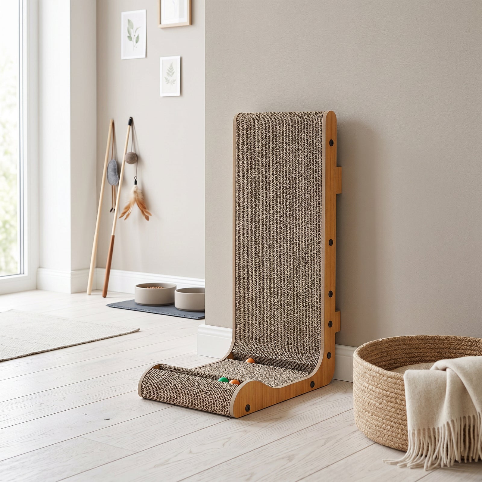 PawHut Cat Scratching Board Wall Mounted 57.5h Cm Brown
