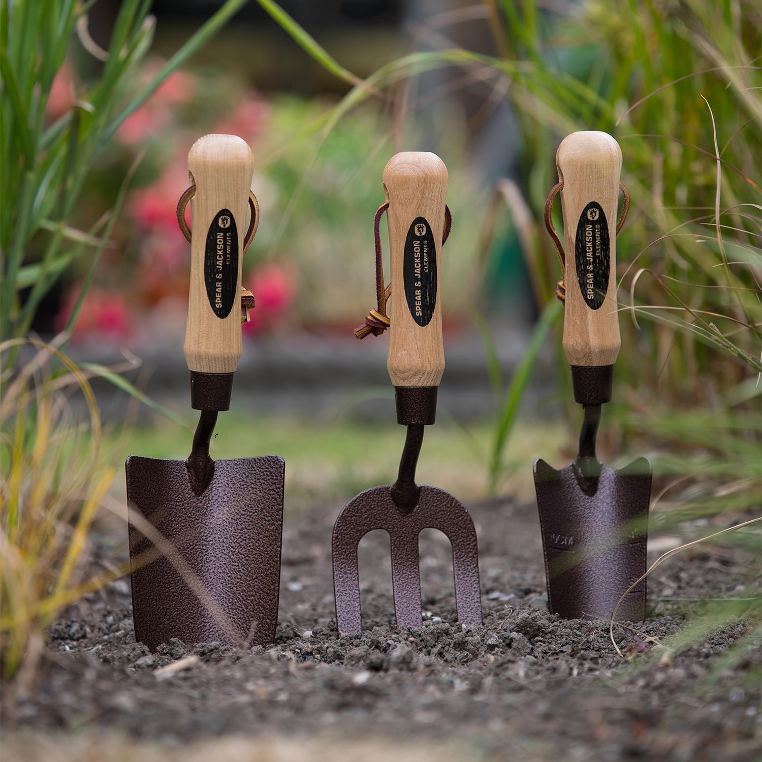 Gift Set Of Trowels And Weed Fork, Elements Garden Hand Tools