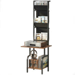 HOMCOM Vinyl Record Player Stand With Oxford Pockets
