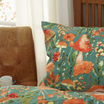 Mushrooms Sage Duvet Cover Set – 200tc Cotton Rich Printed Bedding | Single | Green