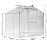 Polycarbonate Greenhouse With Base – Aluminum Frame Walk-in Greenhouse With Sliding Door & Ventilation Window For Plants & Flowers, White, 6 x 6ft