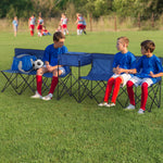 6 Seat Camping Bench Folding Portable Outdoor W/ Cooler Bag | Blue