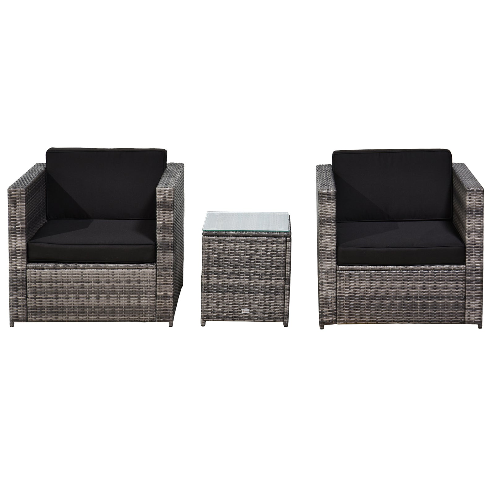 3pcs Patio Rattan Sofa Garden Furniture Set W/ Cushions | Gray