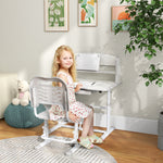 Height Adjustable Kids Desk And Chair Set, With Drawer, Bookshelf | Grey