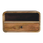 Solid Wood Large Oak-ish Curve Upper Slot Floating Bedside