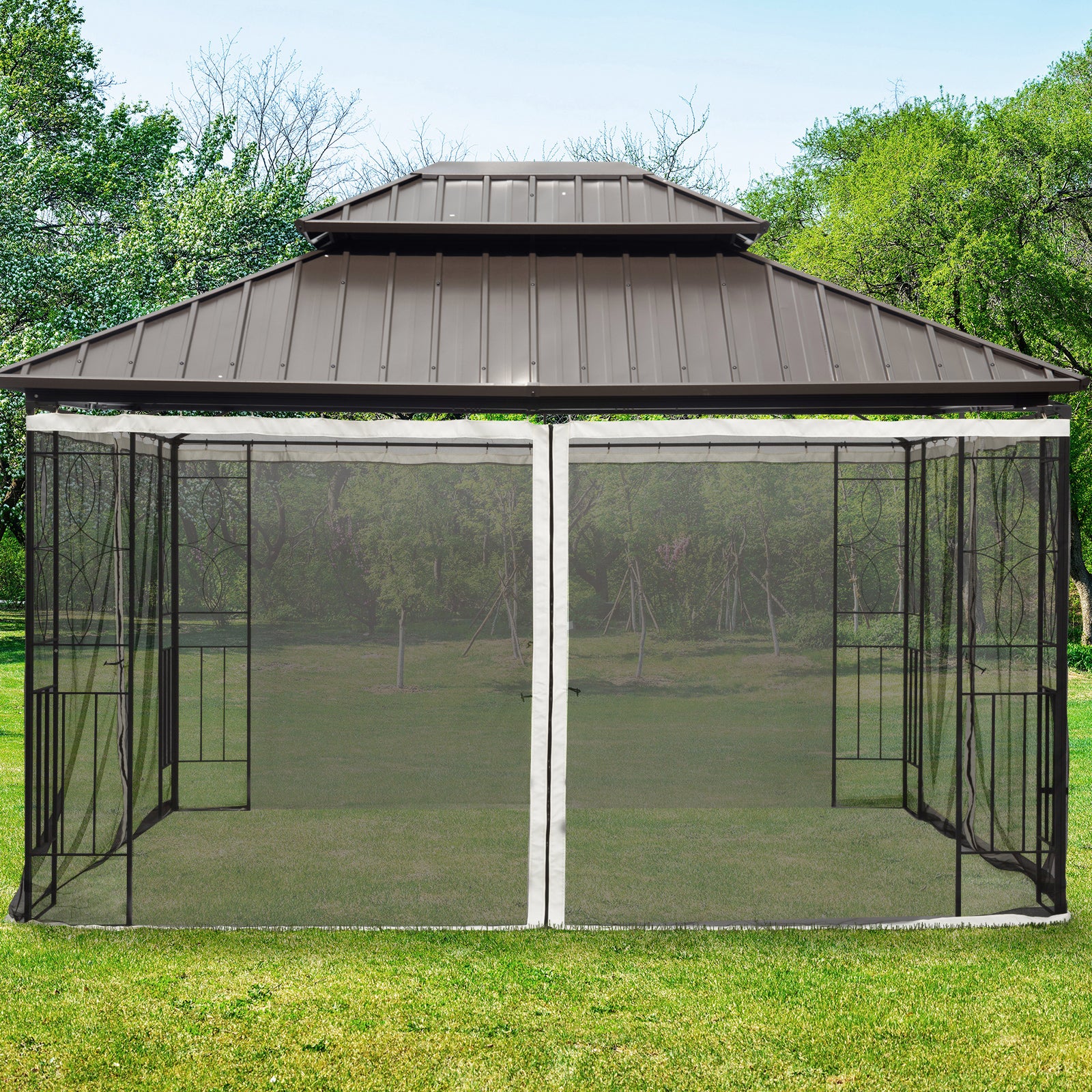 Universal Replacement Gazebo Mesh Netting Screen Walls | Large | Beige