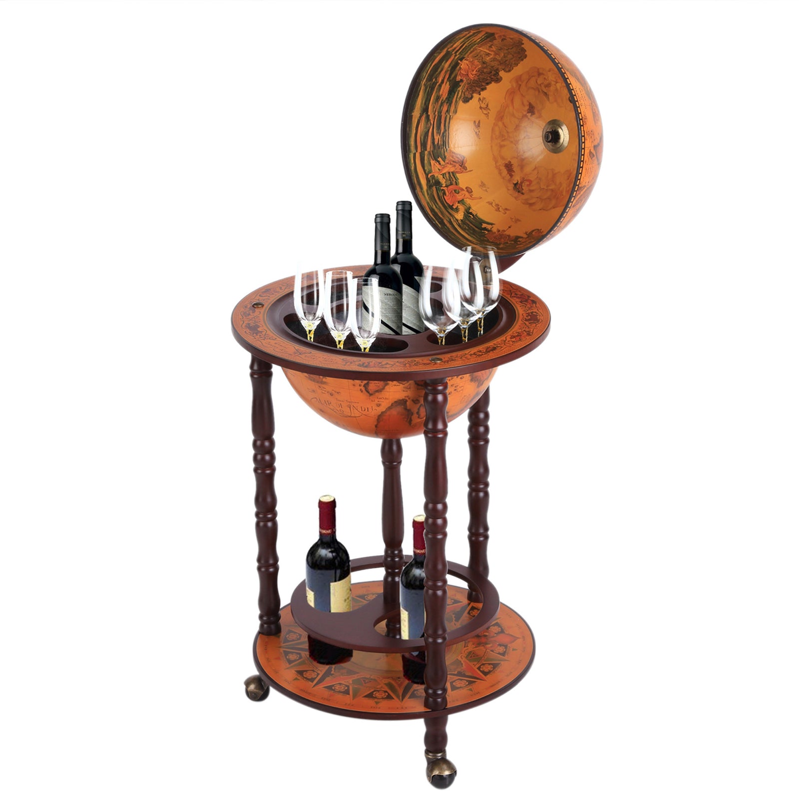 Mini Globe Drink Cabinet, Double Deck