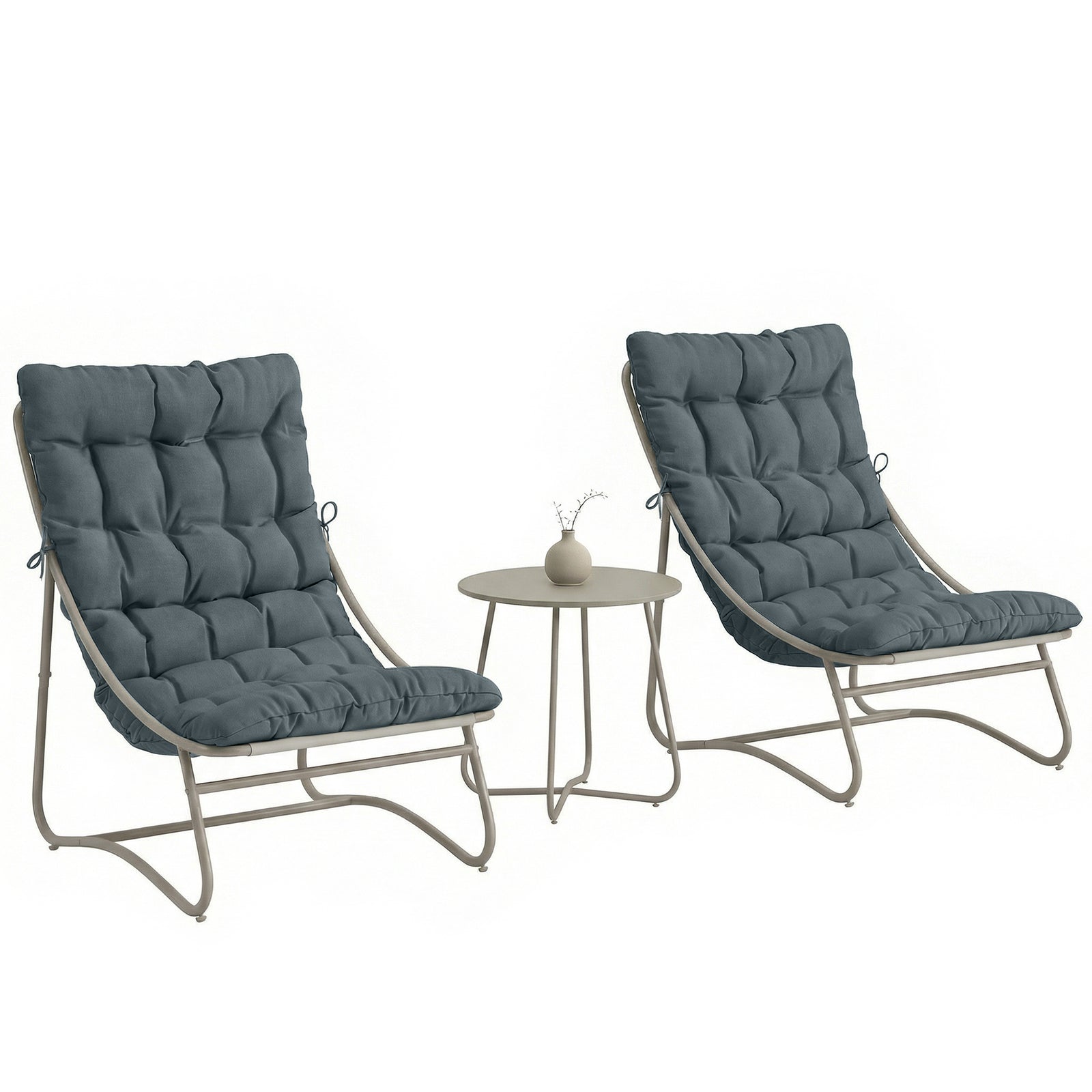 Garden Bistro Set, Bistro Table And Chairs W/ Cushions | Dark Grey