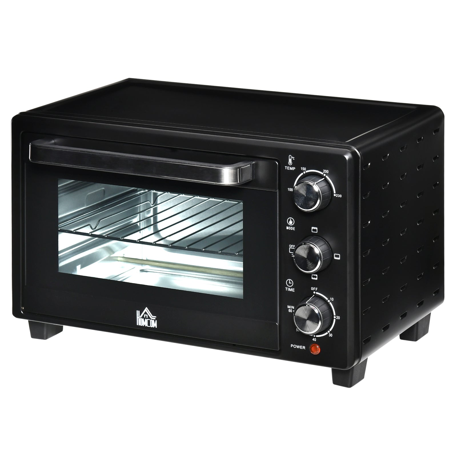 Mini Oven 21l Electric Grill With Adjustable Temp Timer | One Size | Black
