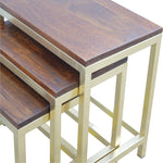 Solid Mango Wood Chunky Gold Stool Set Of 3