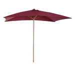 Wooden Garden Parasol Sun Shade Outdoor Umbrella Canopy | Red