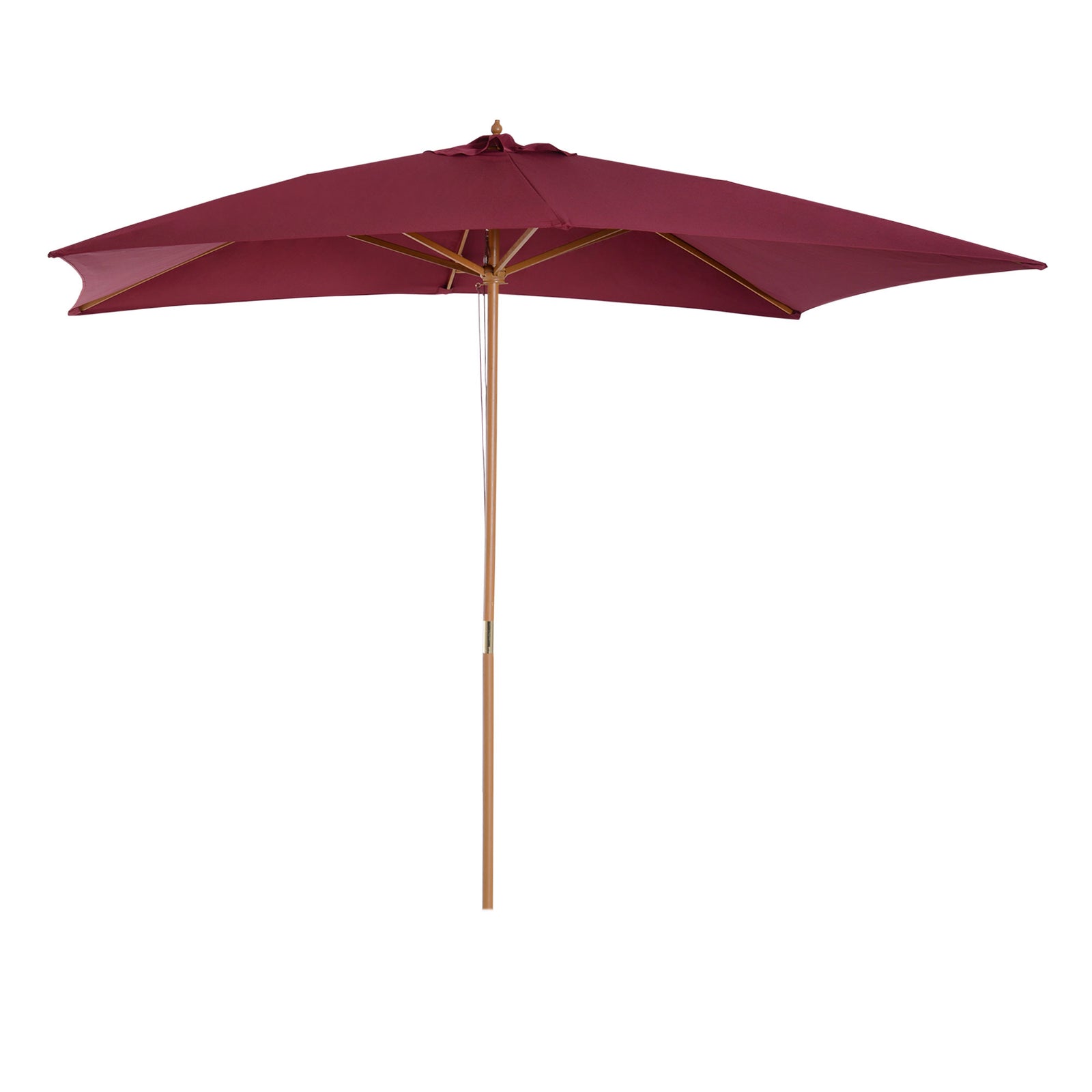 Wooden Garden Parasol Sun Shade Outdoor Umbrella Canopy | Red