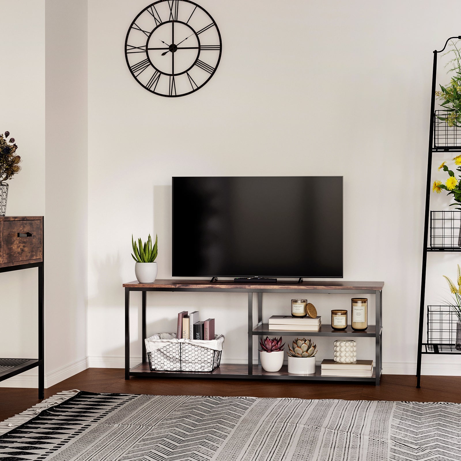 Industrial Tv Stand Cabinet Metal Shelves