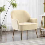 Contemporary Upholstered Comfy Armchair With Gold-plated Feet
