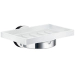 Porcelain Soap Dish With Round Wall Mounted Holder | Polished Chrome