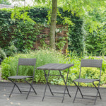 3pc Bistro Set Rattan Furniture Garden Folding Chair Table | Gray