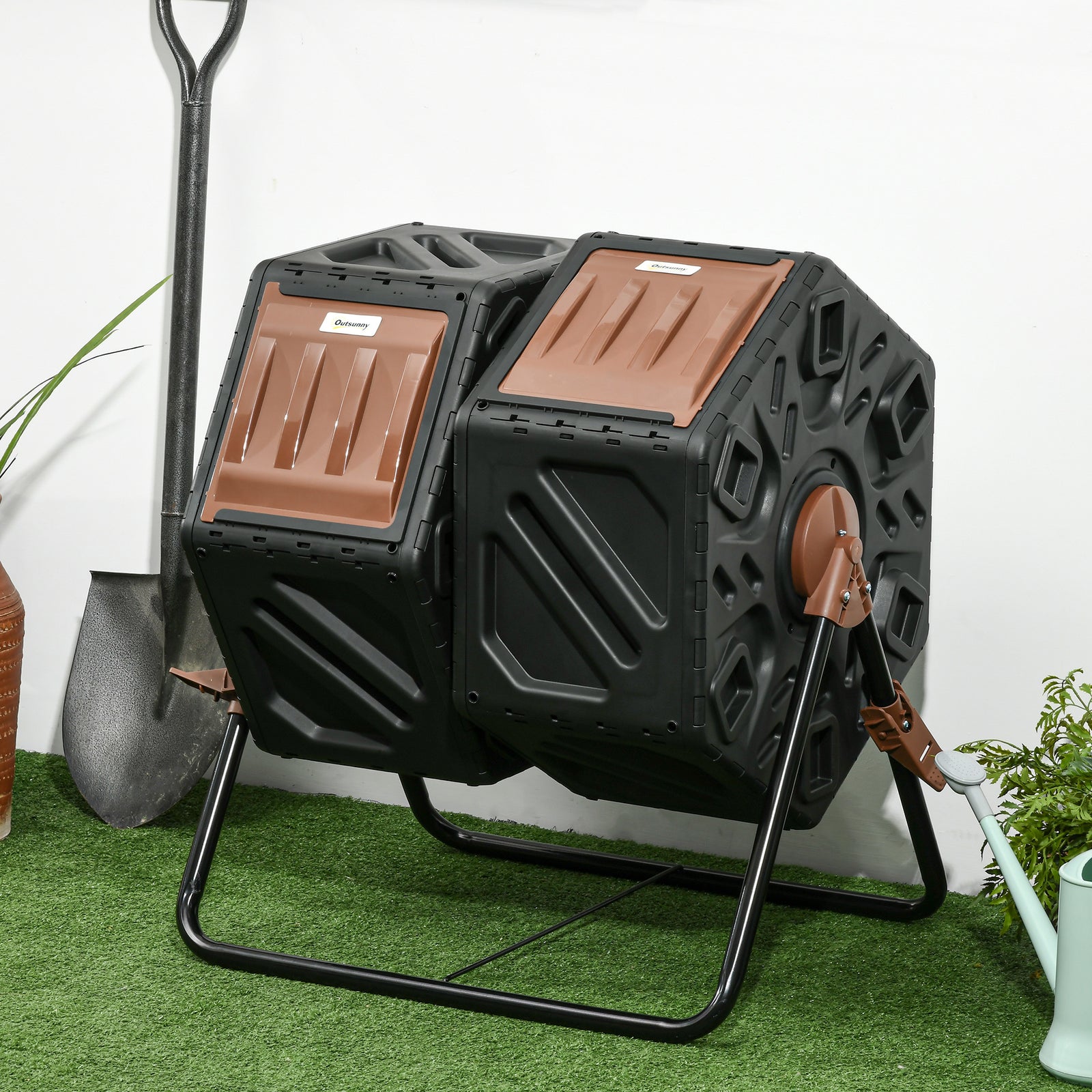 Dual Chamber Compost Bin, 130l, Dark Brown