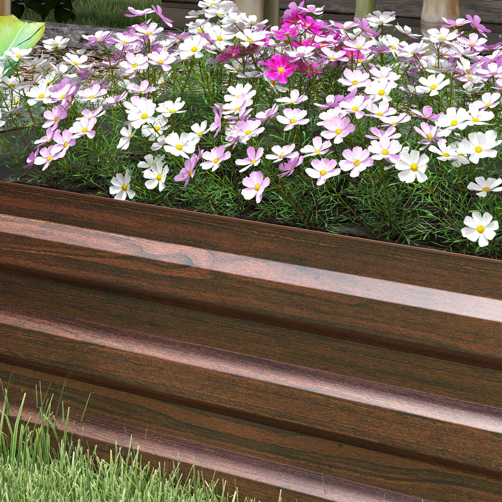 Galvanised Raised Bed For Garden, Outdoor Elevated Planter Box | Dark Brown