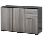 Side Cabinet With 2 Door Cabinet And 2 Drawer Home Office | One Size | Black & Grey