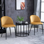 2 Pieces Modern Upholstered Fabric Bucket Seat Dining Chairs | Yellow