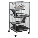 Rolling Small Animal Cage For Chinchillas Ferrets Kittens W/ Ramp | Silver