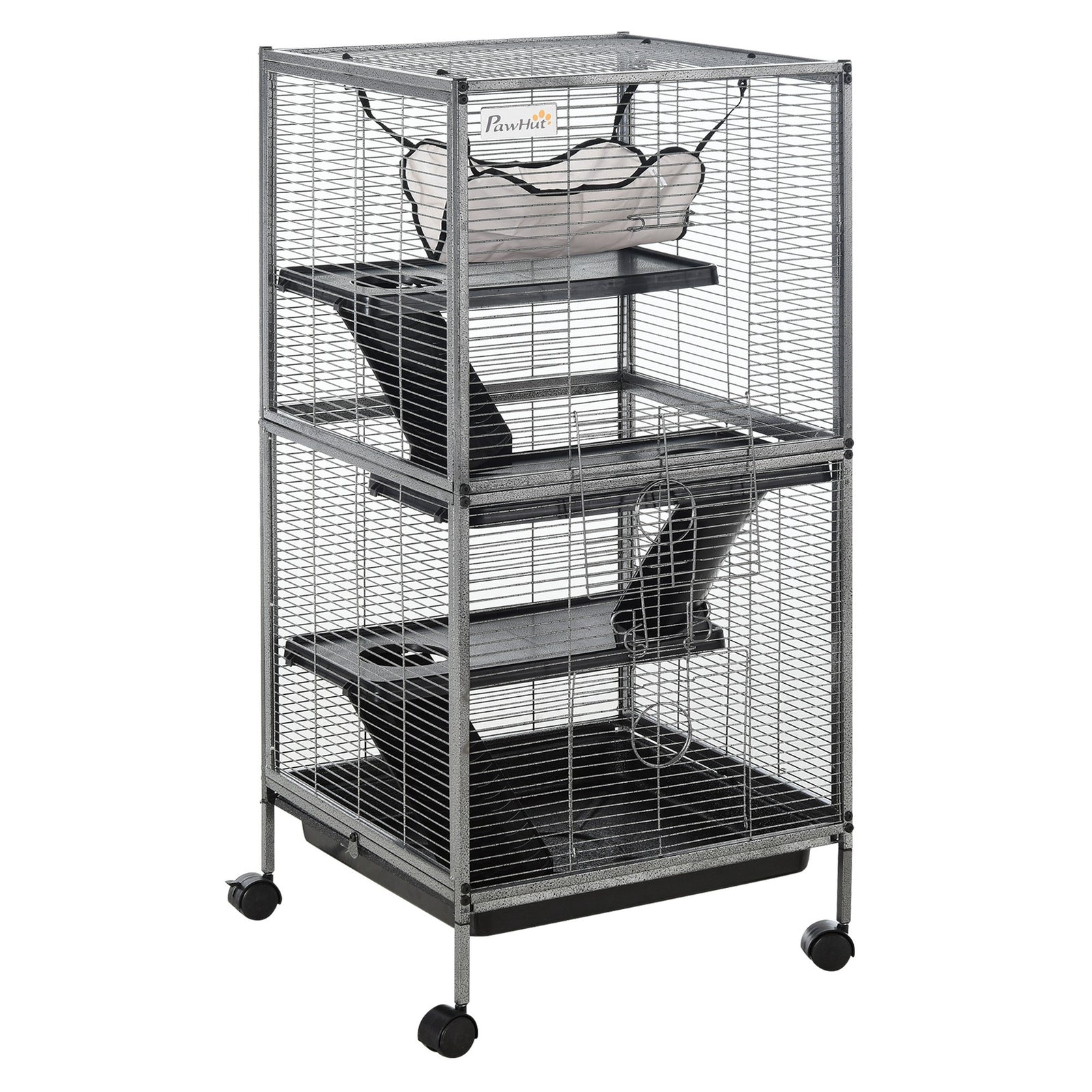 Rolling Small Animal Cage For Chinchillas Ferrets Kittens W/ Ramp | Silver