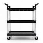 Tool Trolley 3 Tier Rolling Storage Cart Multi-functional Workplace Black | Black