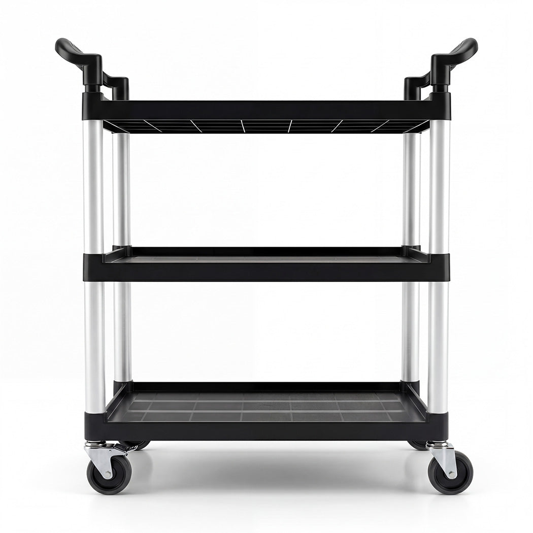 Tool Trolley 3 Tier Rolling Storage Cart Multi-functional Workplace Black | Black