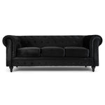 Chesterfield Scroll Arm Velvet Sofa 3 Seater | Black